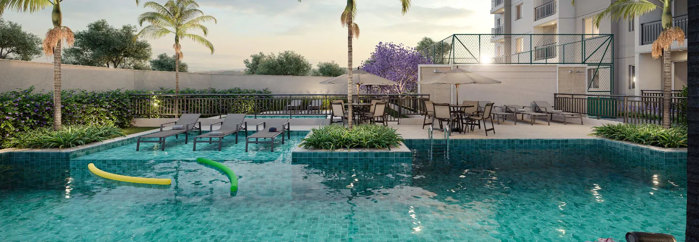 Área de lazer com piscina